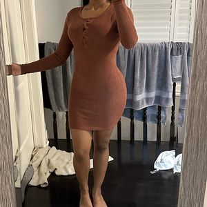 Brown sweater dress